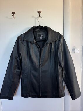 East 5th Black Leather Bomber Jacket